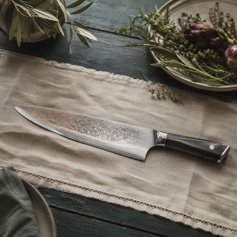 i-DOO Summit Series 11-Inch Japanese AUS-10 Chef’s Knife, Black G10 Handle