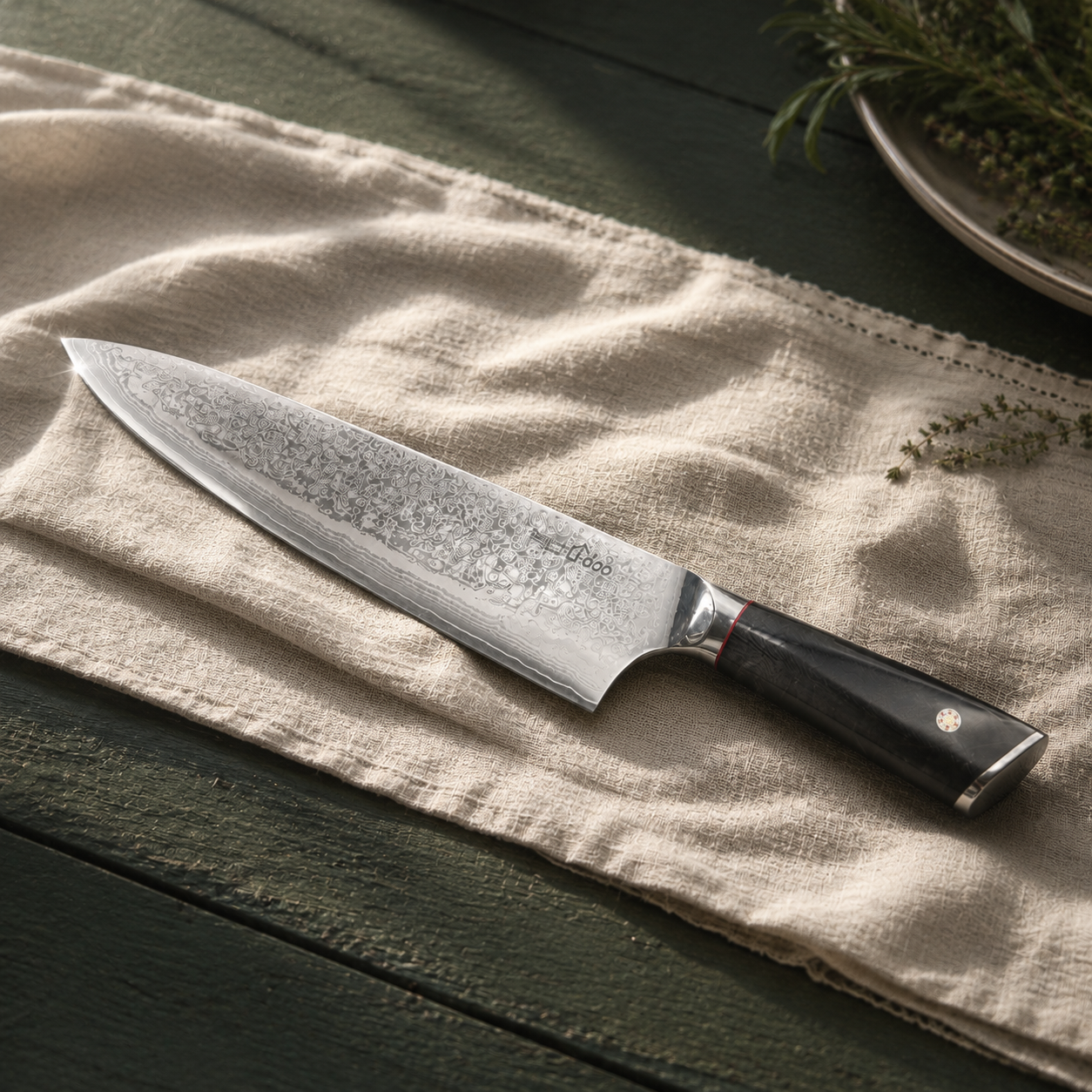 i-DOO Summit Series 11-Inch Japanese AUS-10 Chef’s Knife, Black G10 Handle