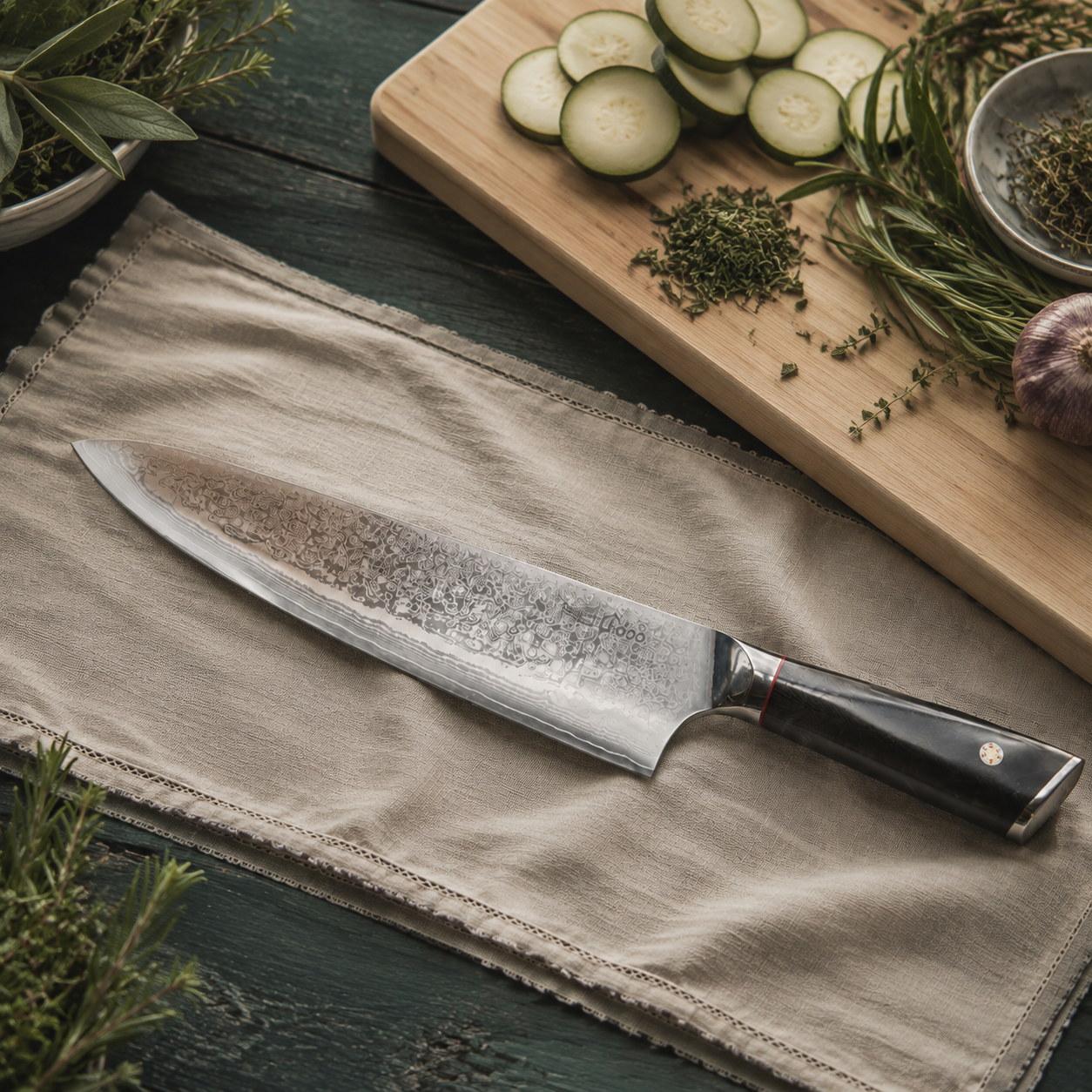 i-DOO Summit Series 11-Inch Japanese AUS-10 Chef’s Knife, Black G10 Handle