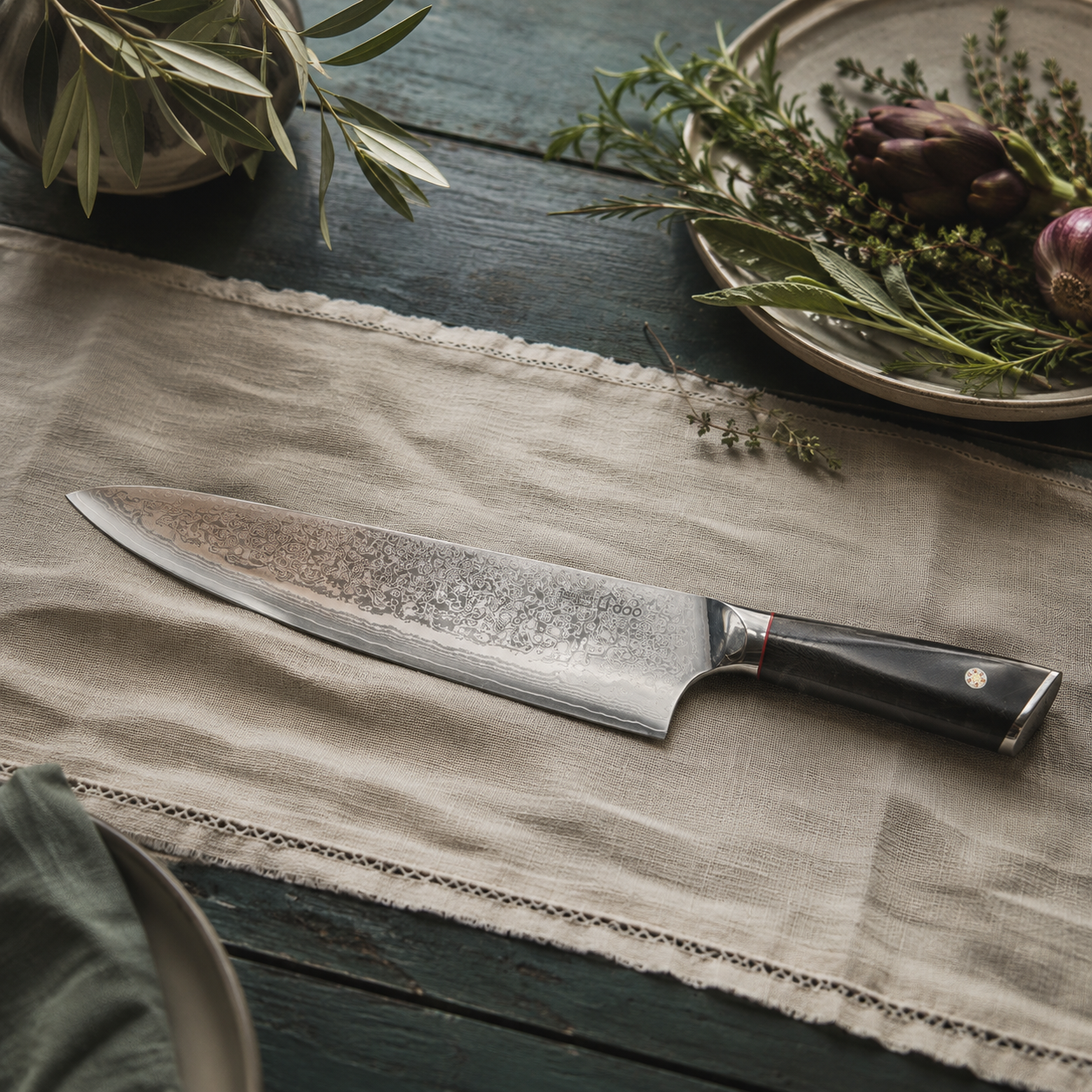 i-DOO Summit Series 11-Inch Japanese AUS-10 Chef’s Knife, Black G10 Handle