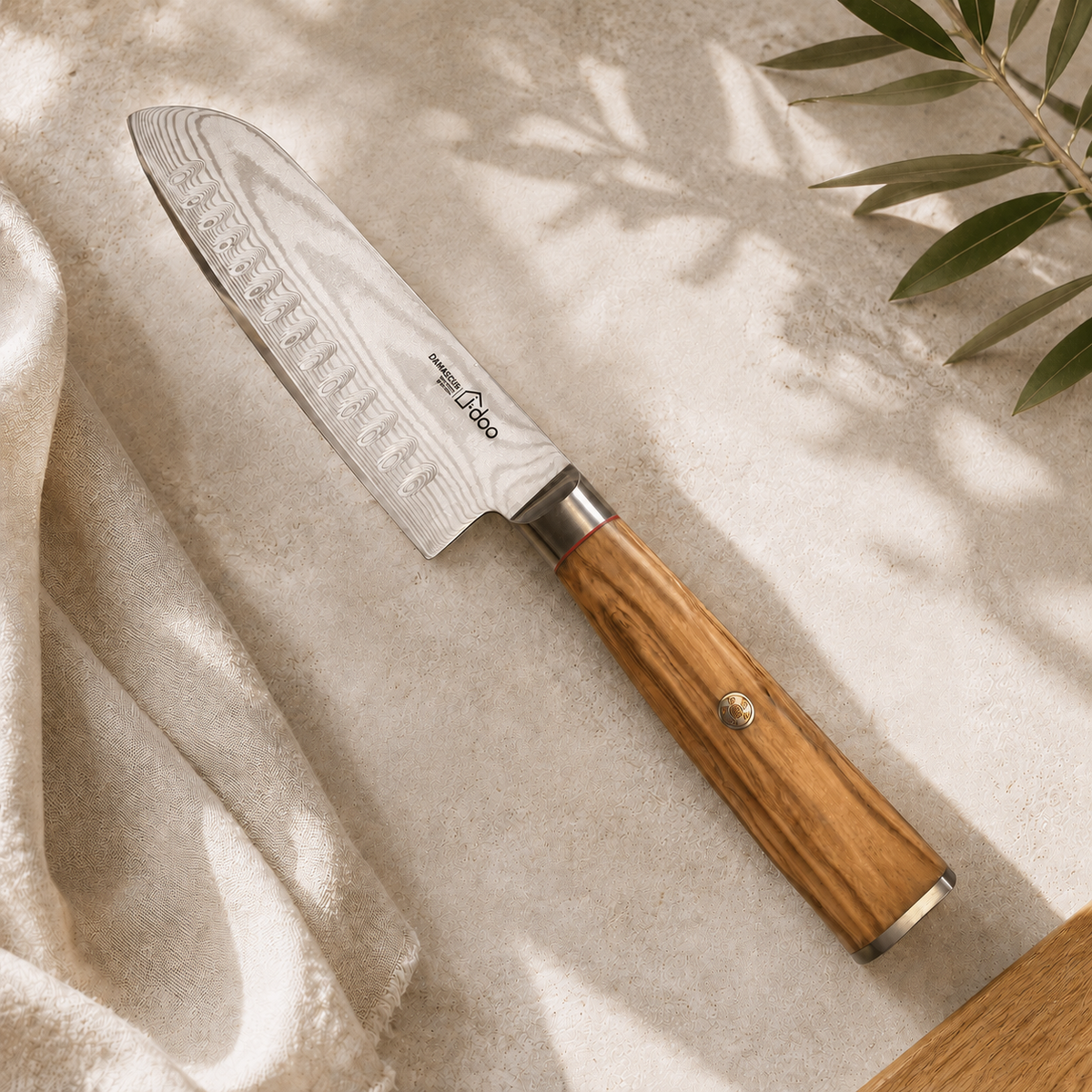 i‑DOO Bondi Series 7‑Inch 10Cr15CoMoV Core Damascus Santoku Knife