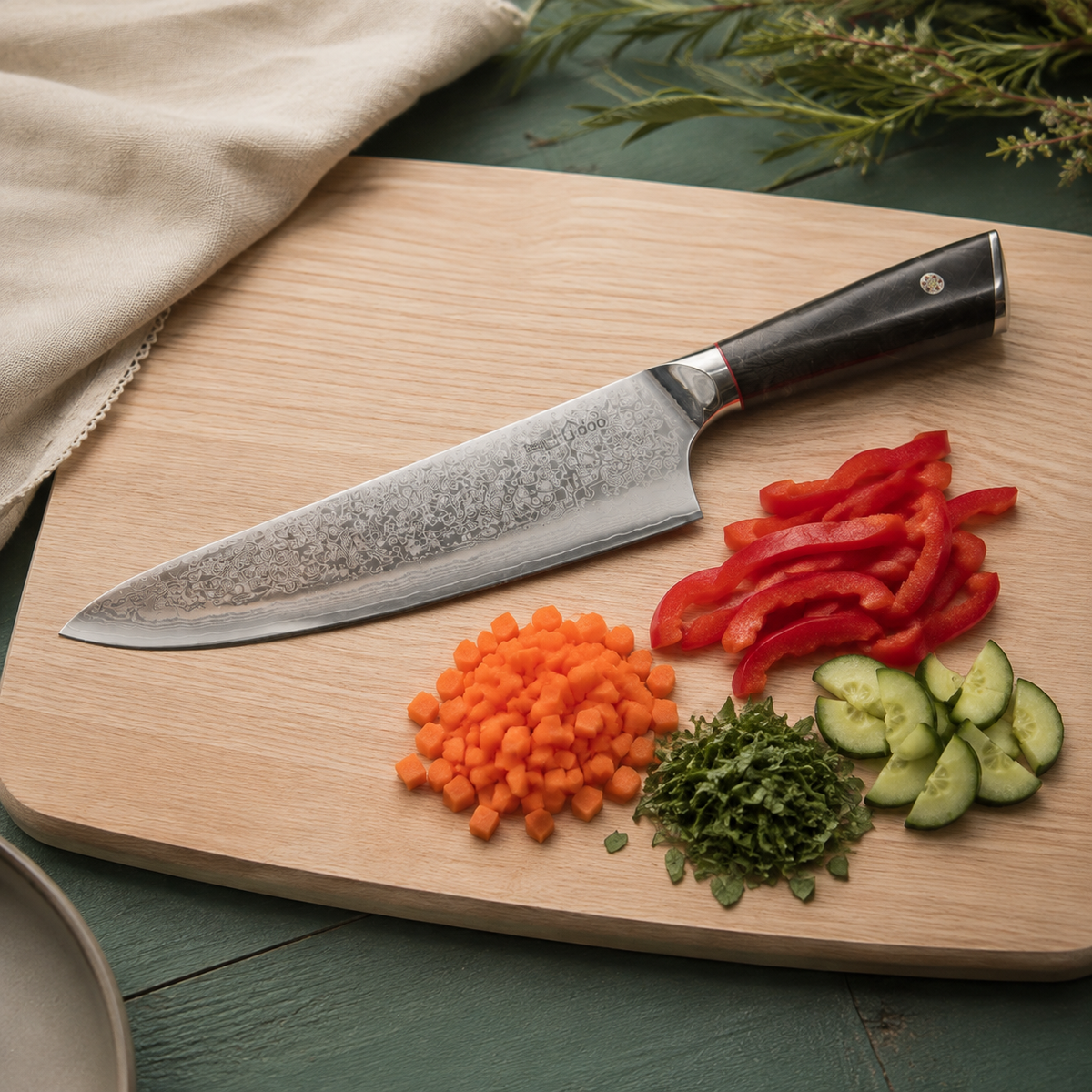 i-DOO Summit Series 11-Inch Japanese AUS-10 Chef’s Knife, Black G10 Handle