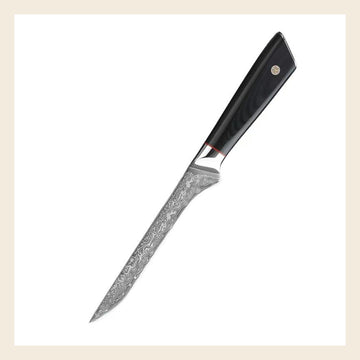 5.5-Inch AUS-10 Damascus Boning Knife, G10 — Gift for Meat & BBQ Lovers
