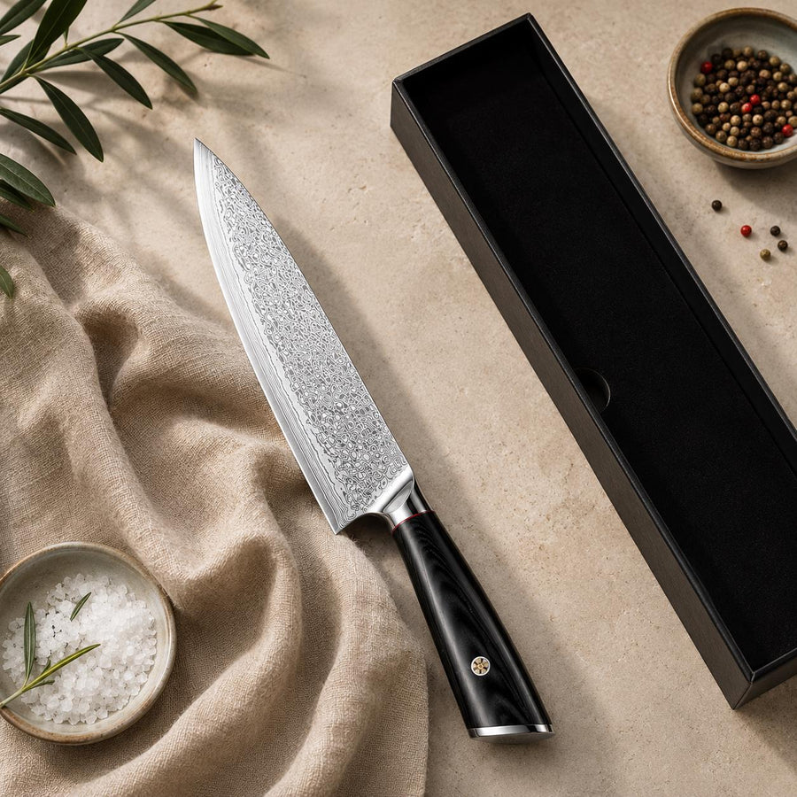 i-DOO Dafeng 12-inch AUS-10 Damascus chef’s knife