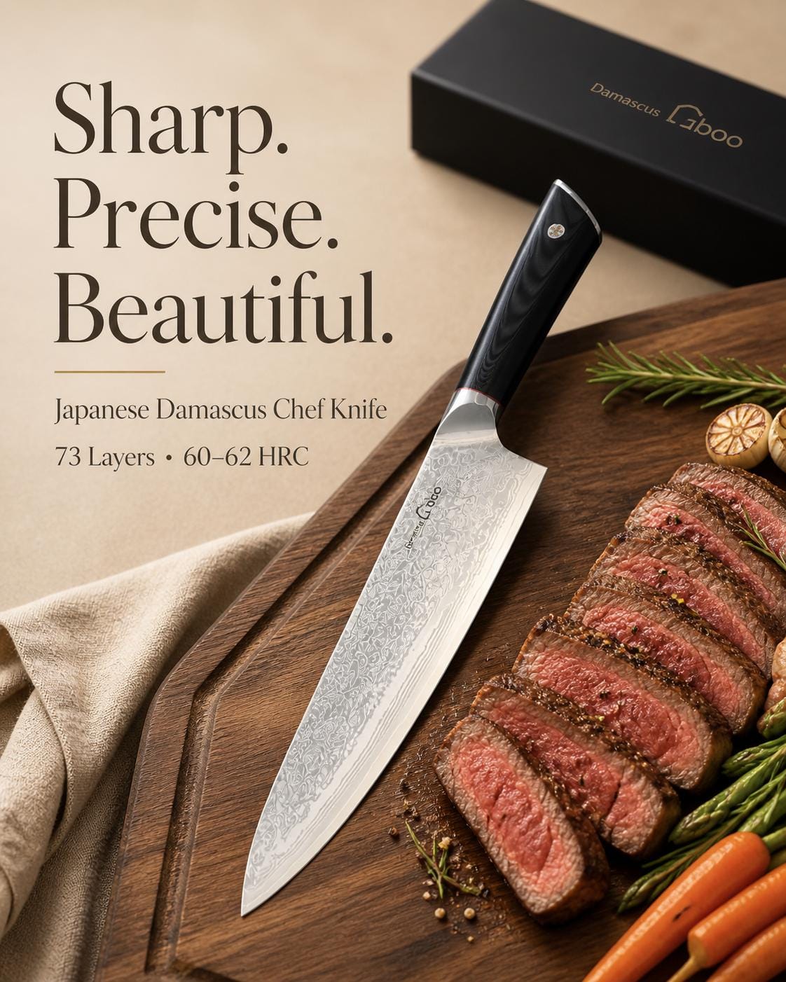 Dafeng chef’s knife G10 handle detail