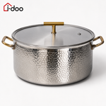 Classic Ying Yang Style Divided Braising Pot - Hammer Finish