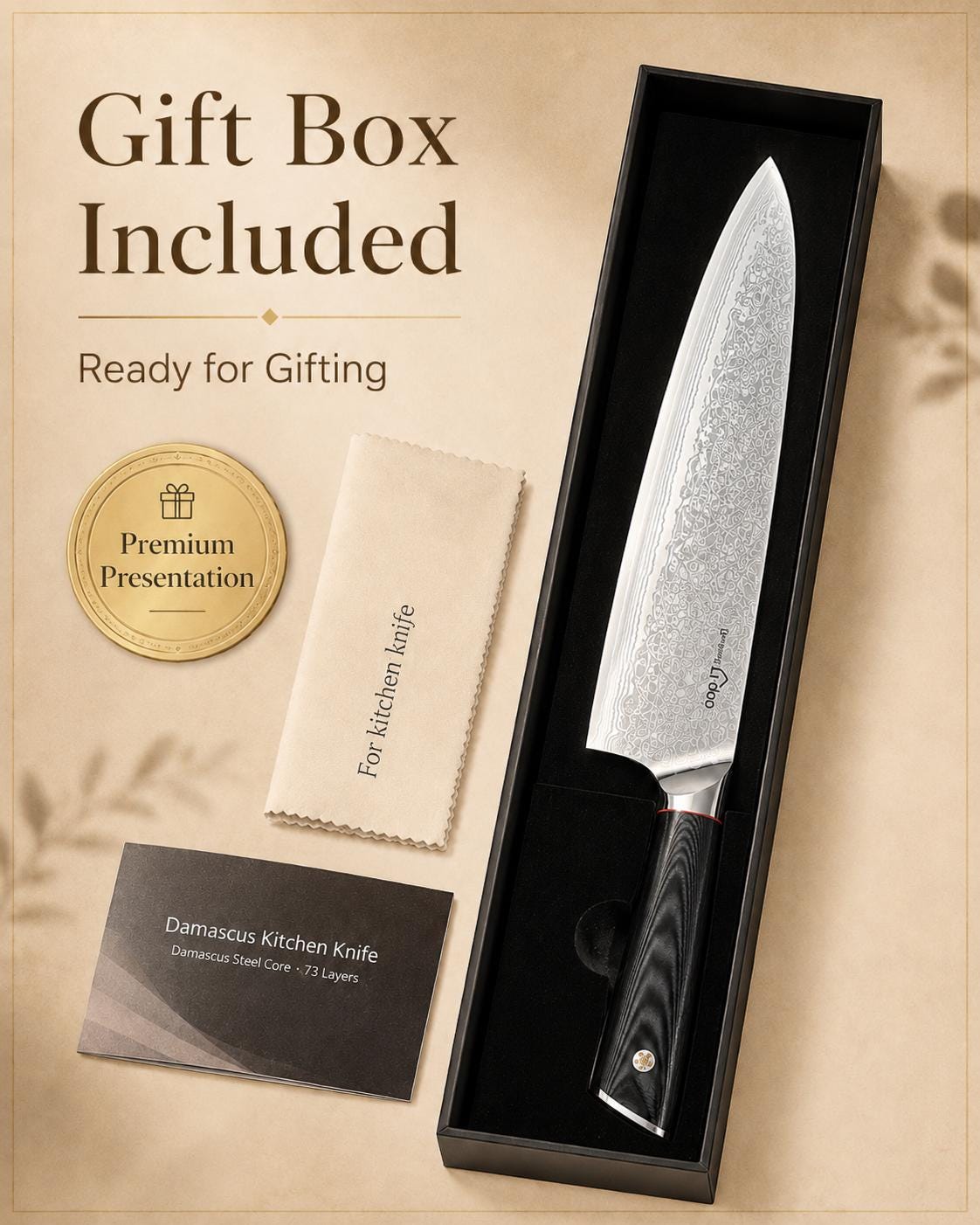 12-Inch Aichi AUS-10 Core Damascus Chef’s Knife image 9