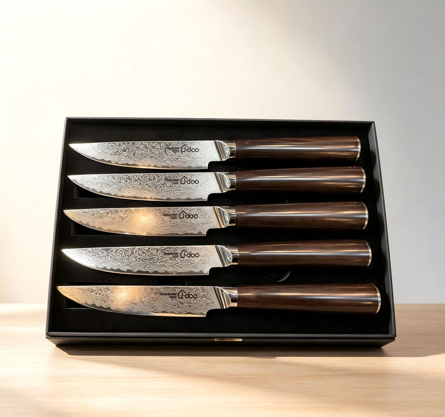 6pc Damascus Steak Knives, Black Signature Series image 1