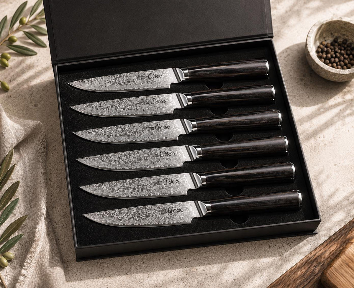 6pc Damascus Steak Knives, Black Signature Series image 5
