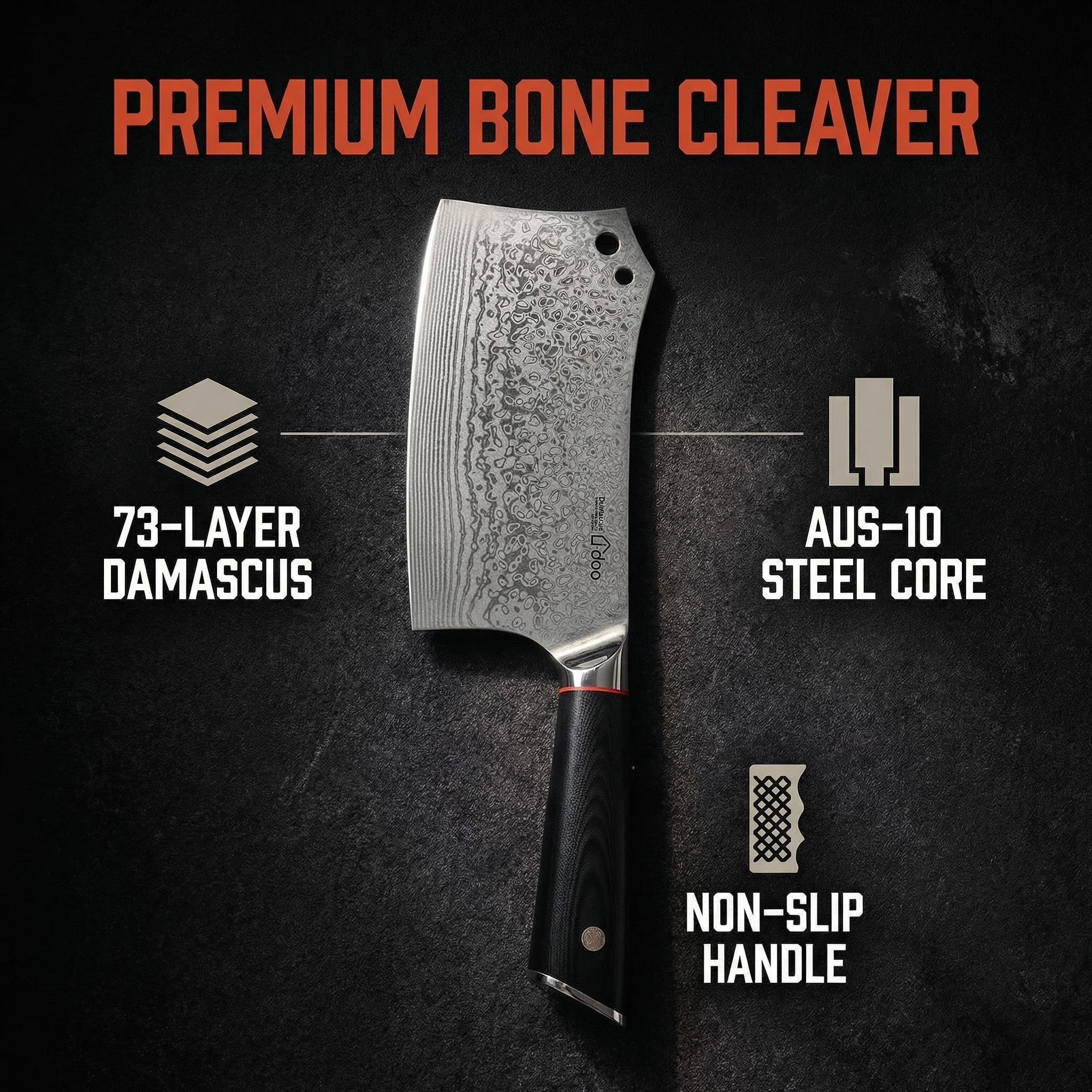 Damascus Cleaver Knife image 2