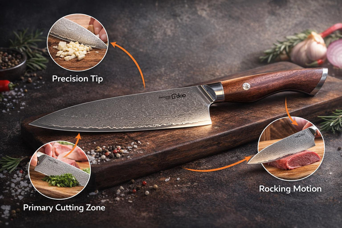 8 Inch Damascus Chef Knife Rosewood Handle image 3