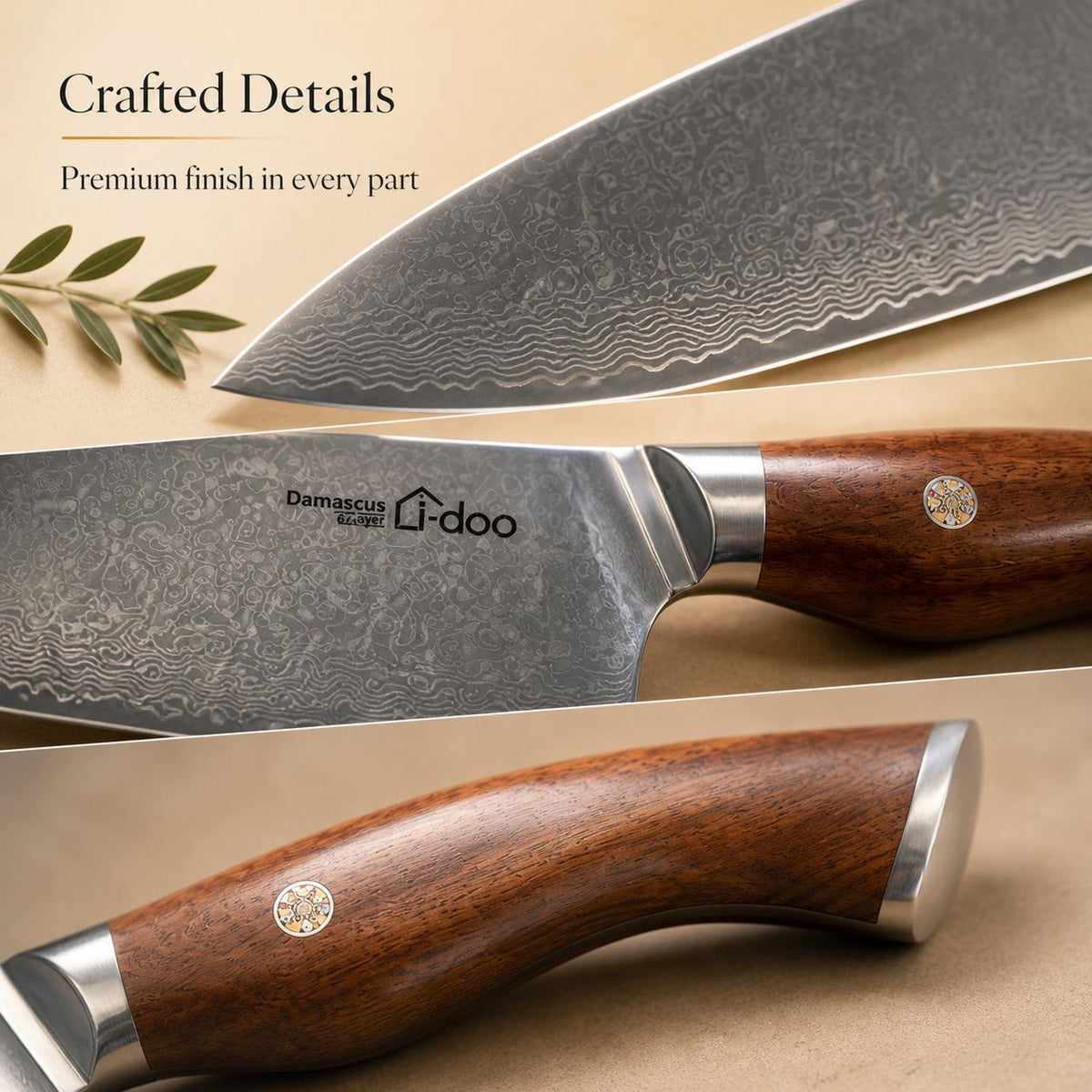8 Inch Damascus Chef Knife Rosewood Handle image 6