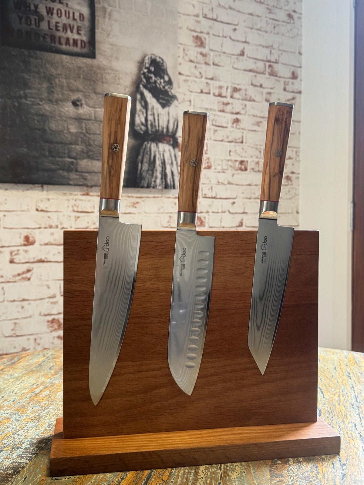 7-Inch Damascus Santoku Olive Wood image 6