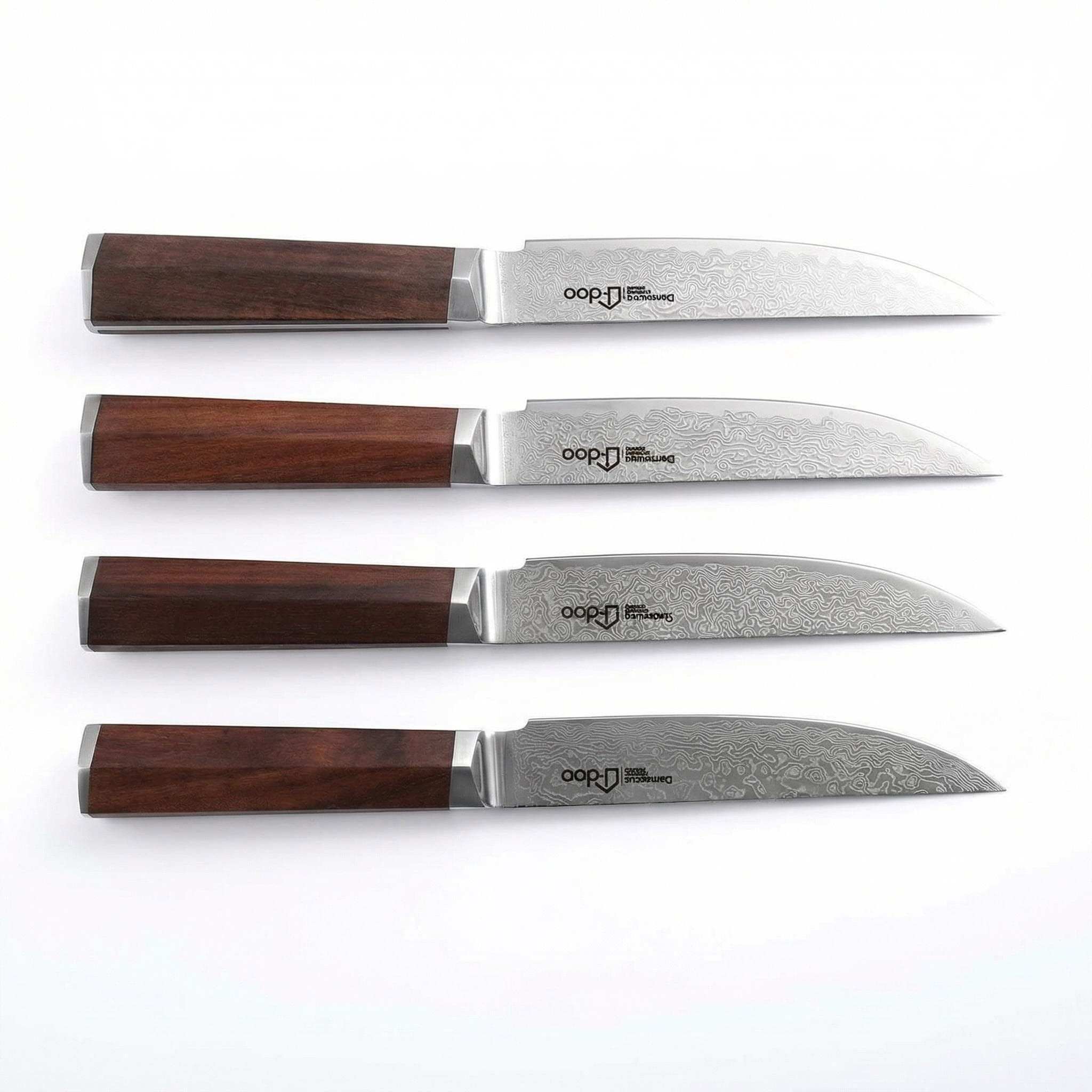 4 Piece Damascus Steak Knife Set with Wooden Stand image 2
