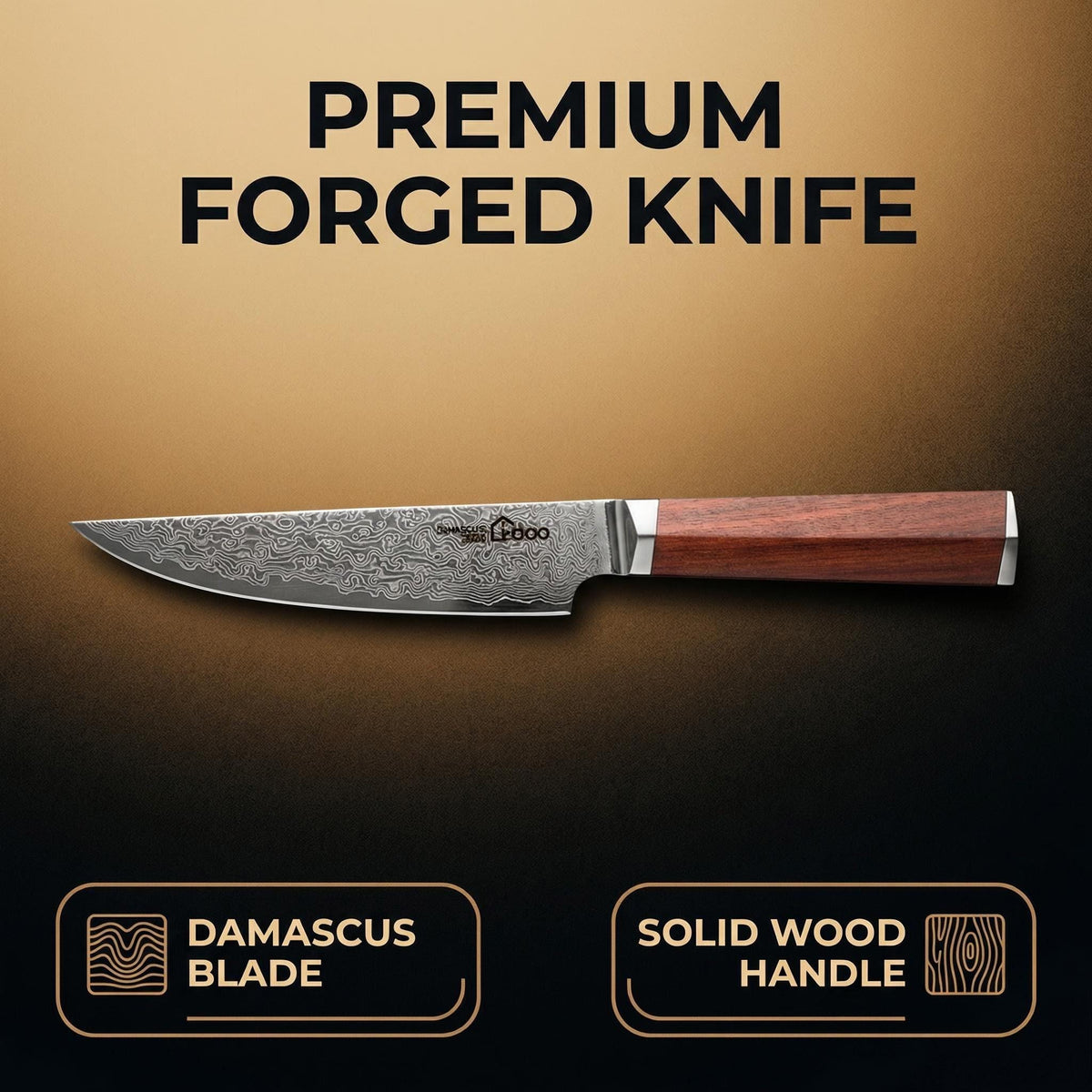 4 Piece Damascus Steak Knife Set with Wooden Stand image 4