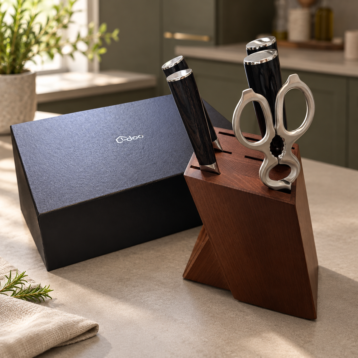 
HJ 6-Piece Damascus Knife Block Set