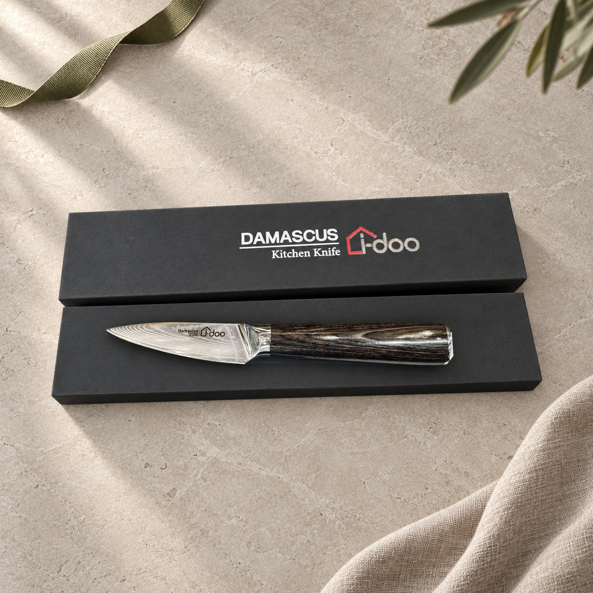 i-doo HJ paring knife presented with its black gift box