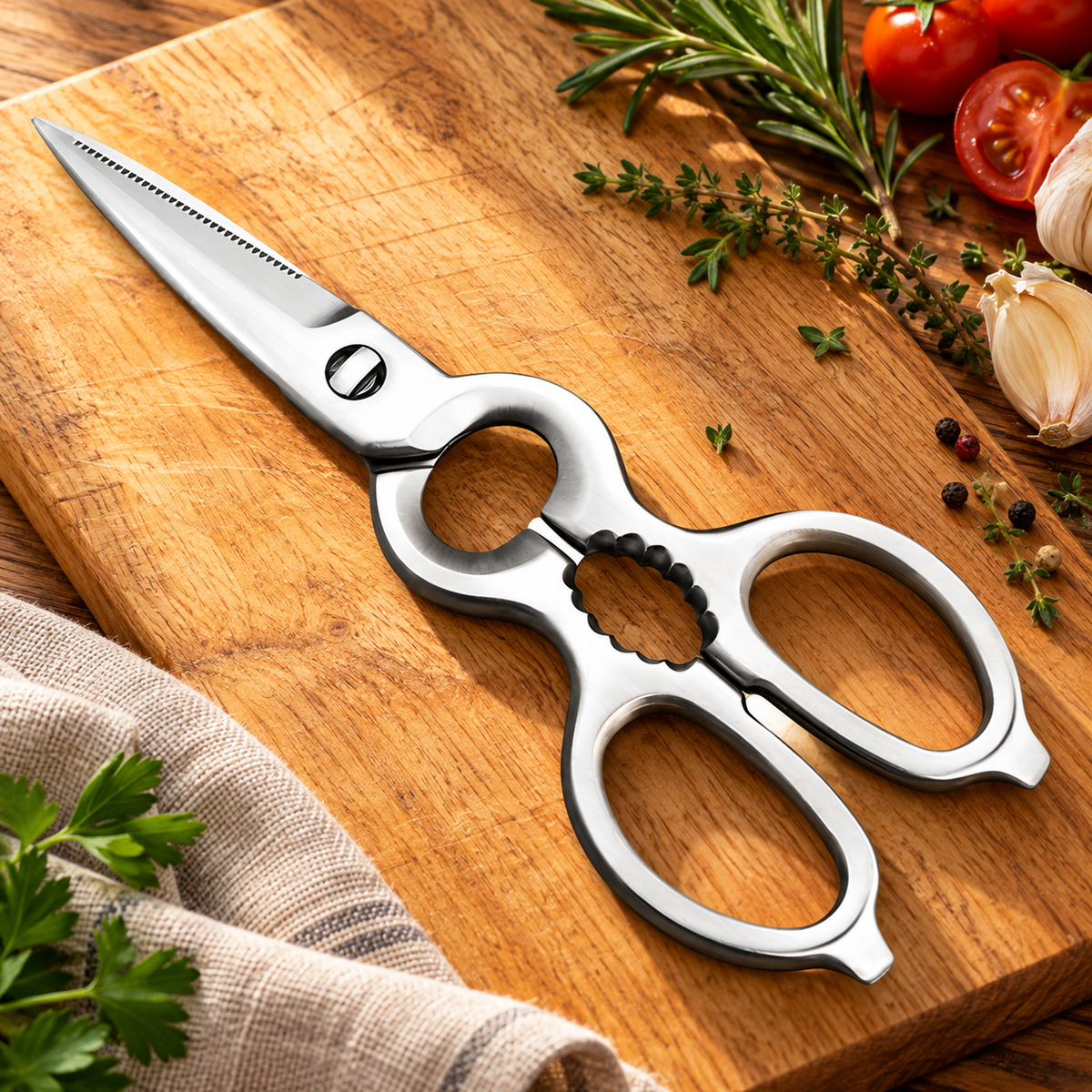 
Heavy-Duty Stainless Steel Kitchen Scissors with Bottle Opener — C8-04