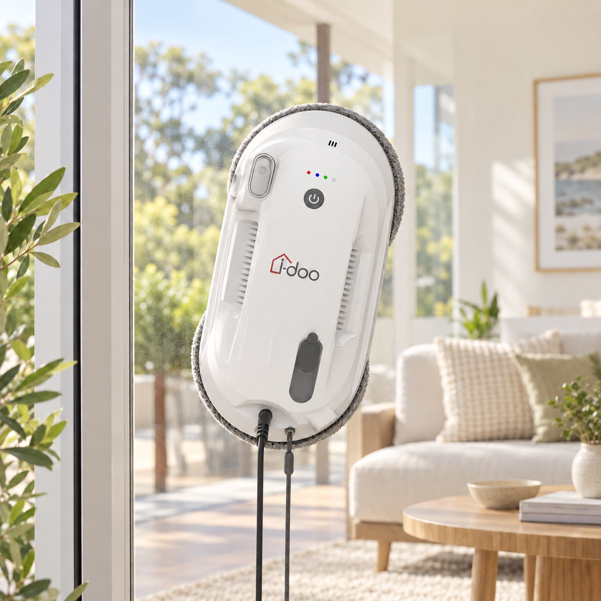 i-DOO window cleaning robot in a bright Australian home