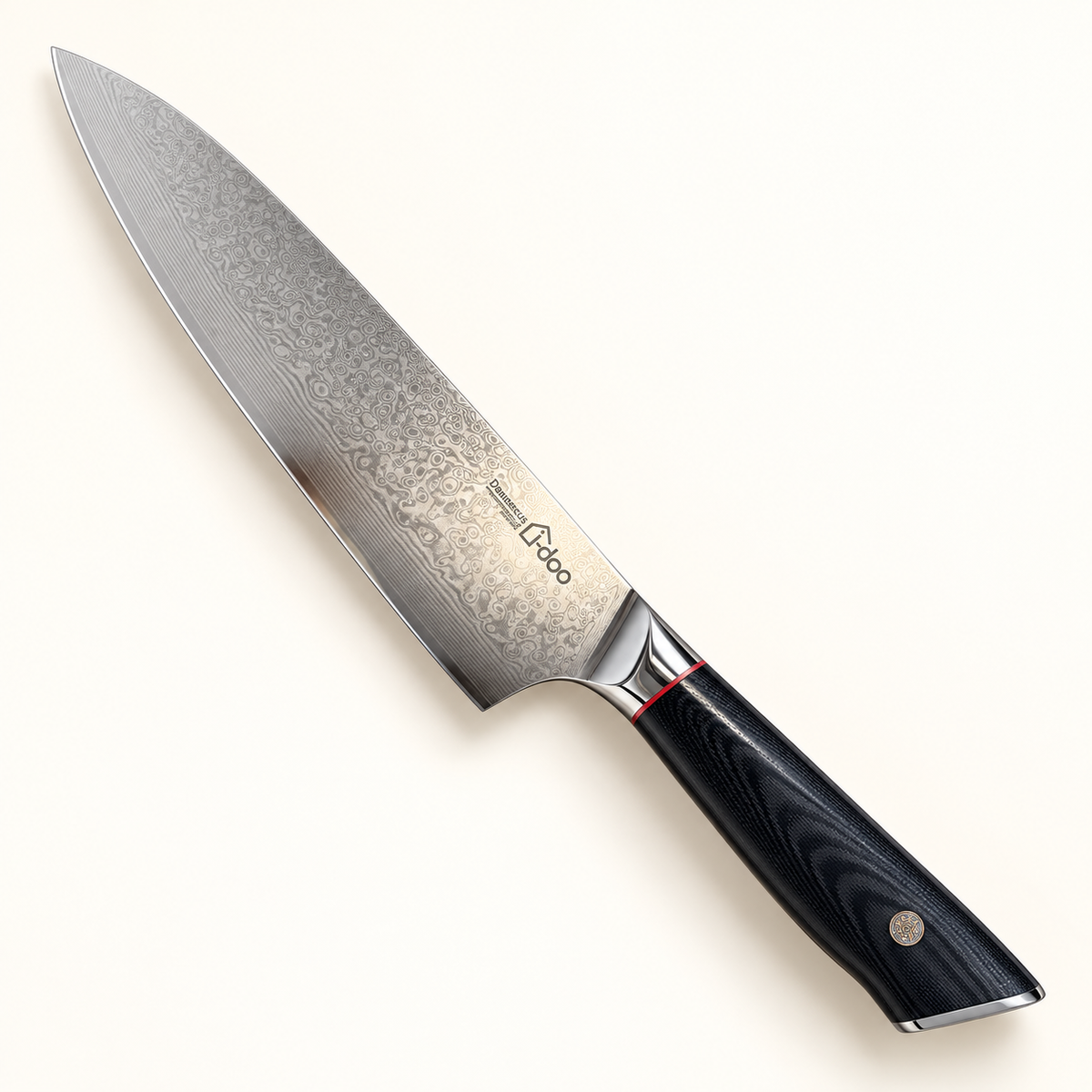 Summit DF8 8-inch chef knife with Damascus blade and black G10 handle