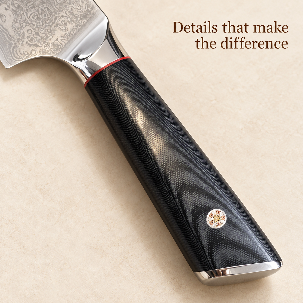 Black G10 handle, mosaic pin and polished bolster detail