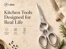 Stainless Steel Kitchen Scissors with Walnut Cracker
