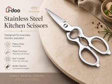 Stainless Steel Kitchen Scissors with Walnut Cracker