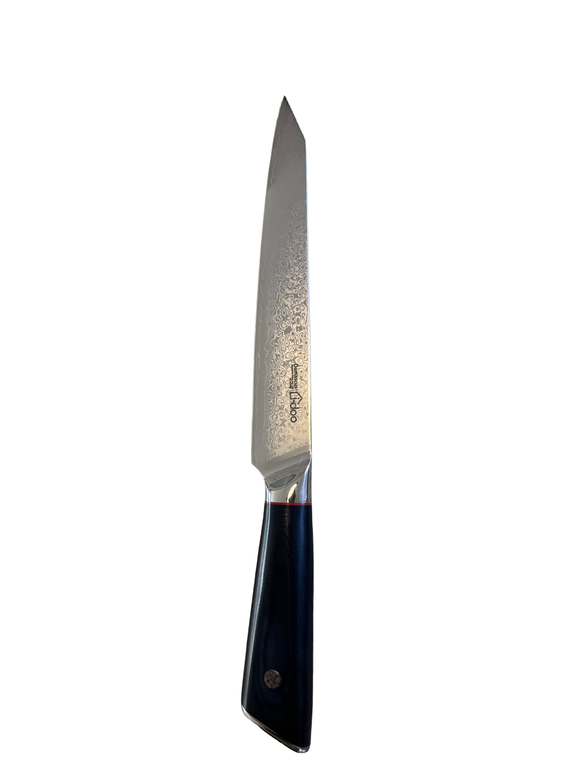 Actual black-handled slicing knife, full view