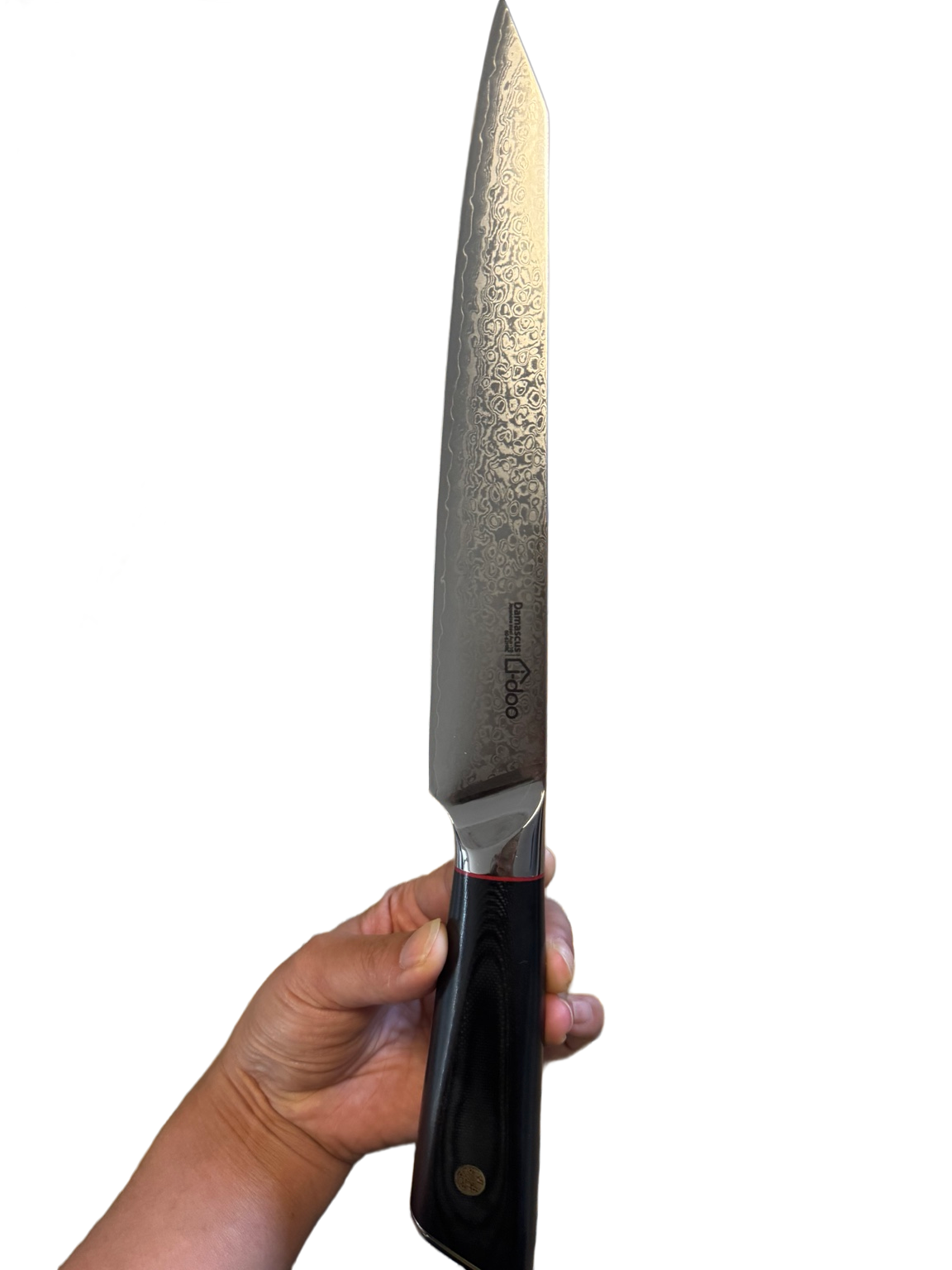 Actual slicing knife held in hand