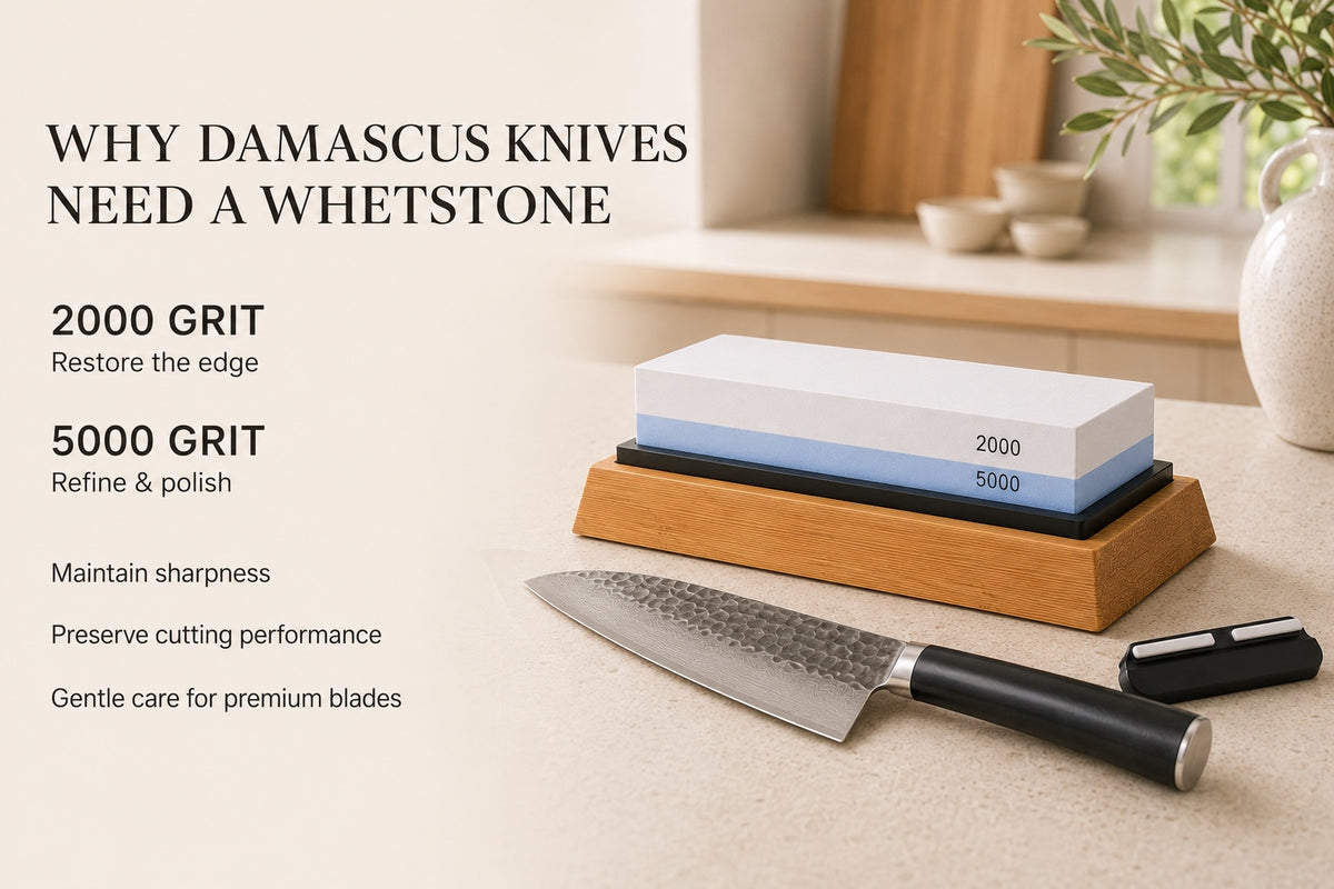 2000 and 5000 grit whetstone for restoring, refining and polishing straight-edge kitchen knives