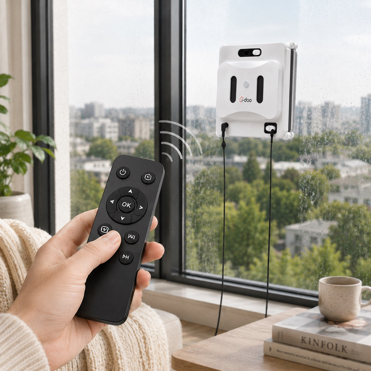 i-DOO window robot with handheld remote control