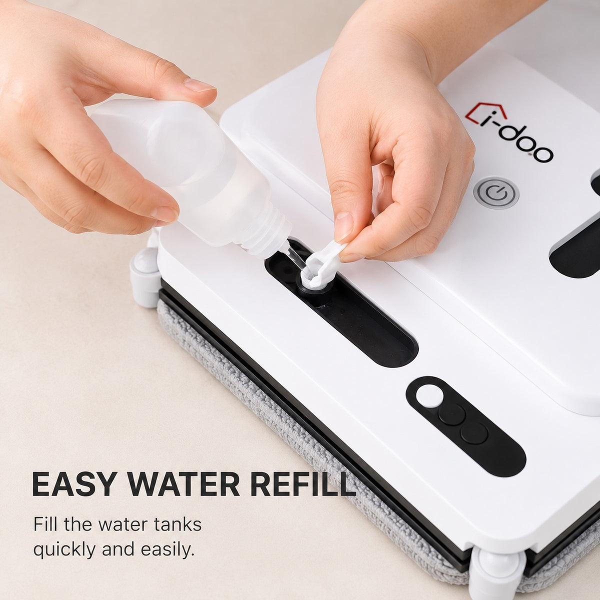 Refilling the i-DOO window robot water tank