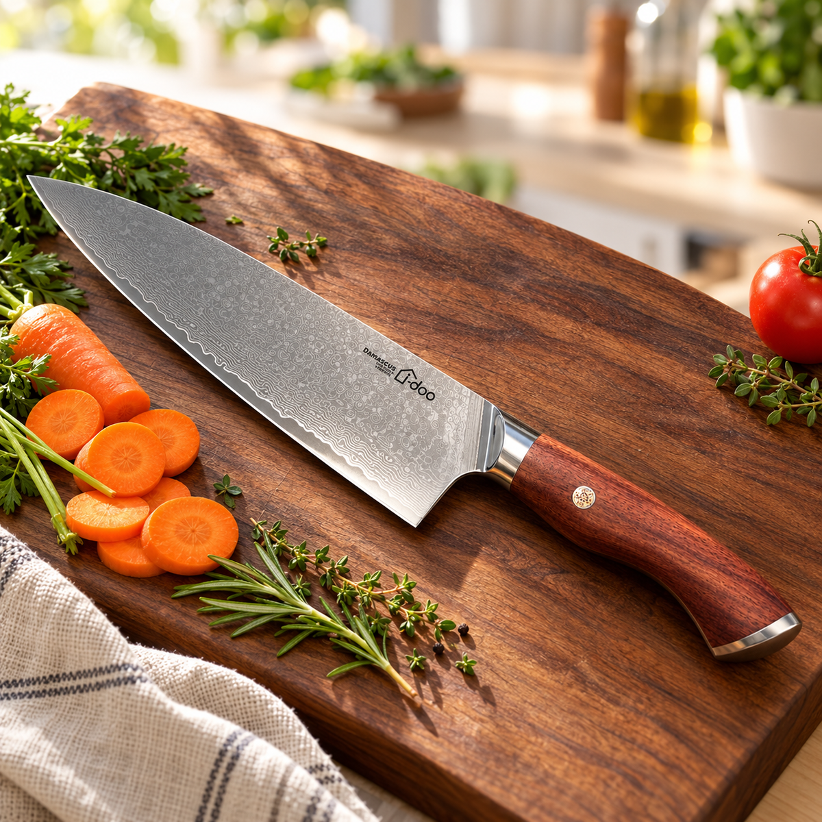 8-Inch Damascus Chef’s Knife — Wood Handle